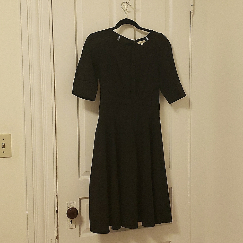 SATURDAY - Black Midi Dress with Lacy Detail